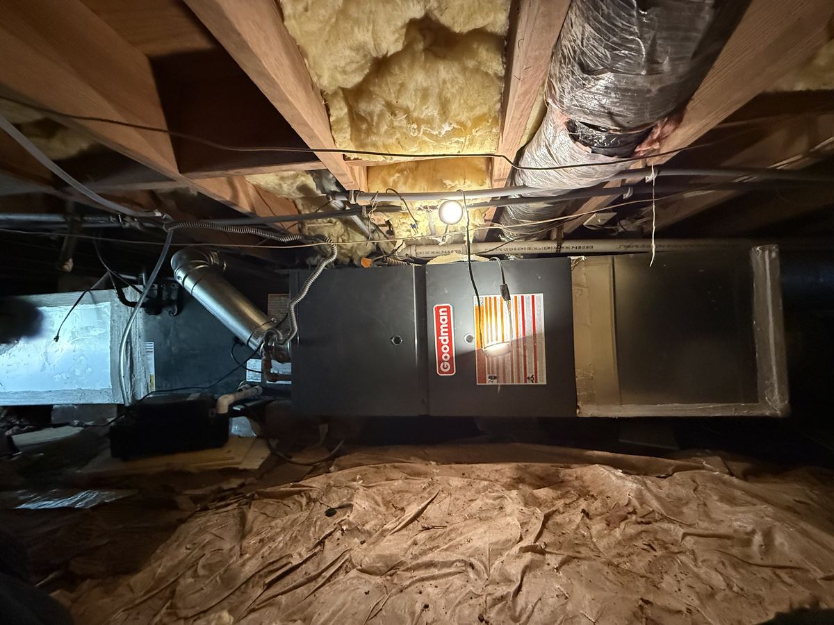 Furnace serviced in crawlspace air handler